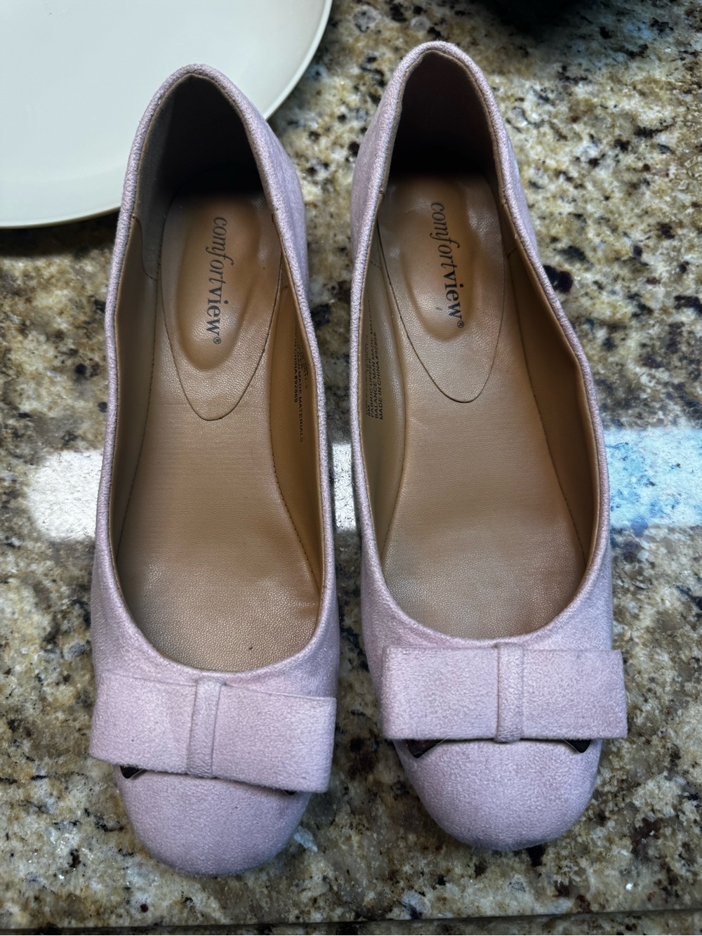 Comfortview Women’s Pink Bow Flat Shoes Size 8
